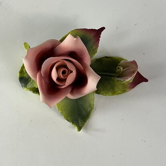 Enesco Porcelain Dusty Pink Rose Flower Figurine 2" CHIPPED Forever Gift Bisque - Picture 5 of 10